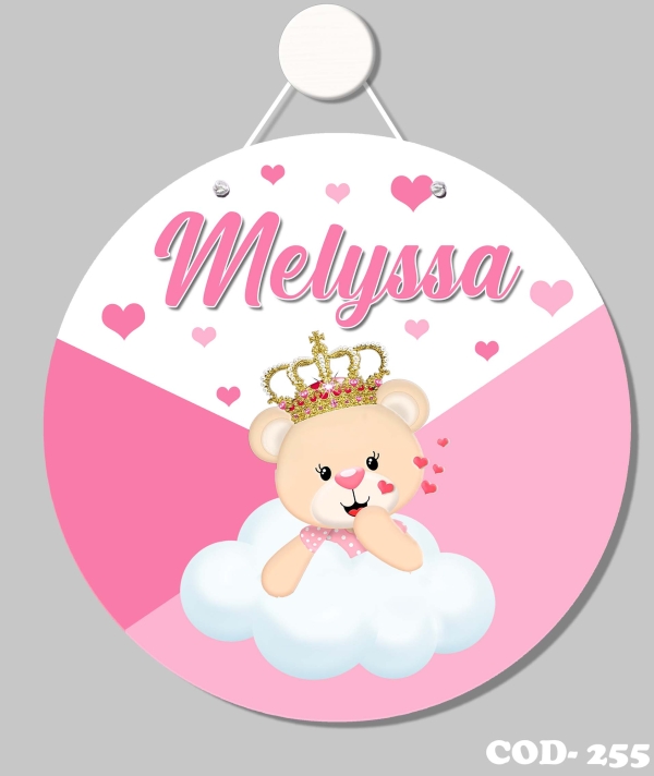 Quadro porta (Ursinha Princesa na nuvem)