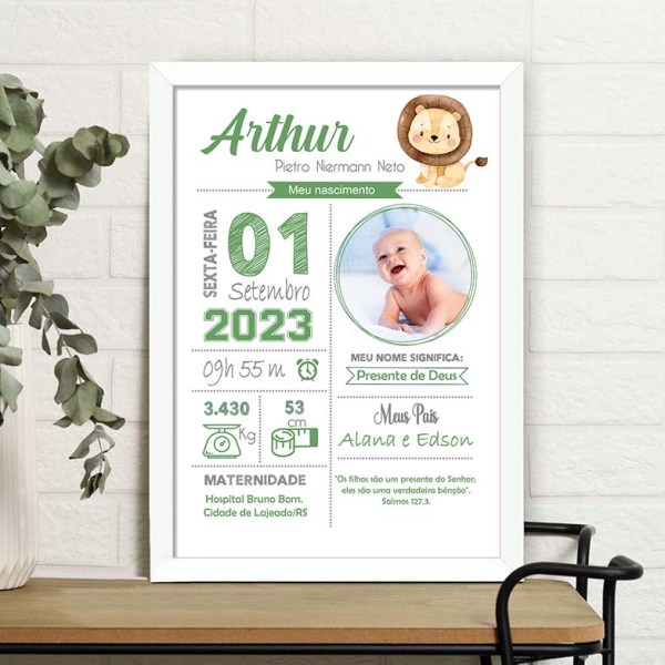 Quadro com dados do Bebê