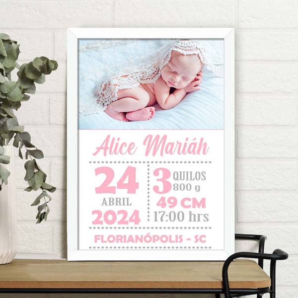 Quadro com dados do Bebê