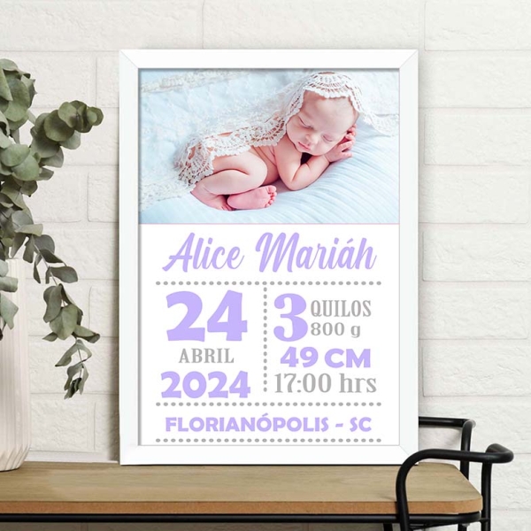 Quadro com dados do Bebê