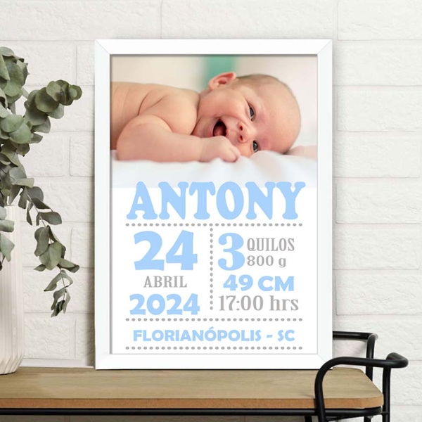 Quadro com dados do Bebê