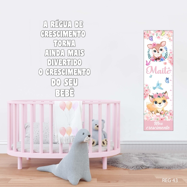 Régua de crescimento Floral Bichinhos