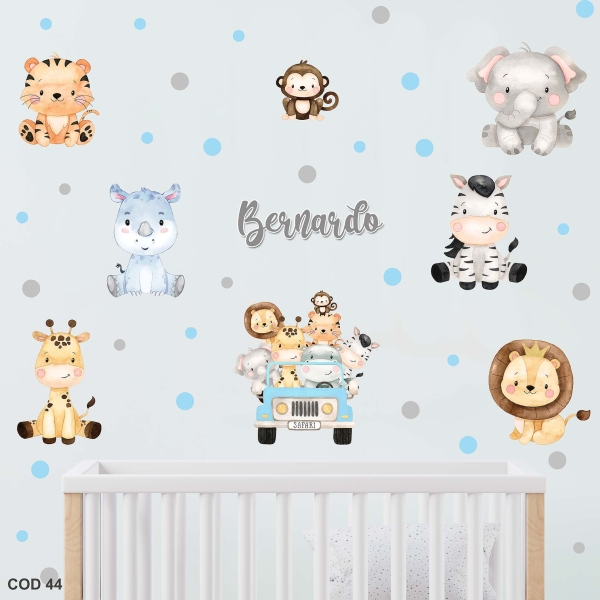 Safari azul bebê (Adesivo de parede)