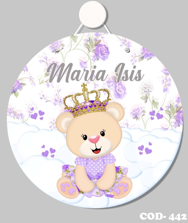 Quadro porta (Ursinha Princesa em Lilás)