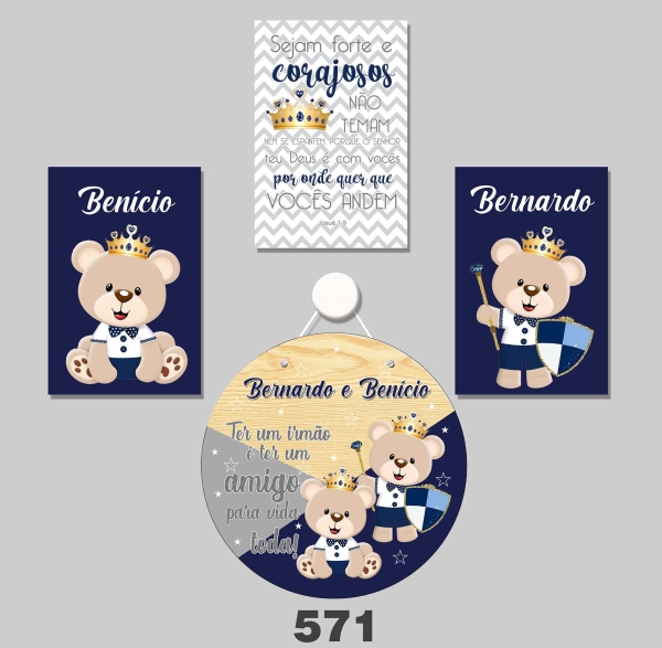 Ursinho Príncipe Irmãos (Plaquinhas MDF)