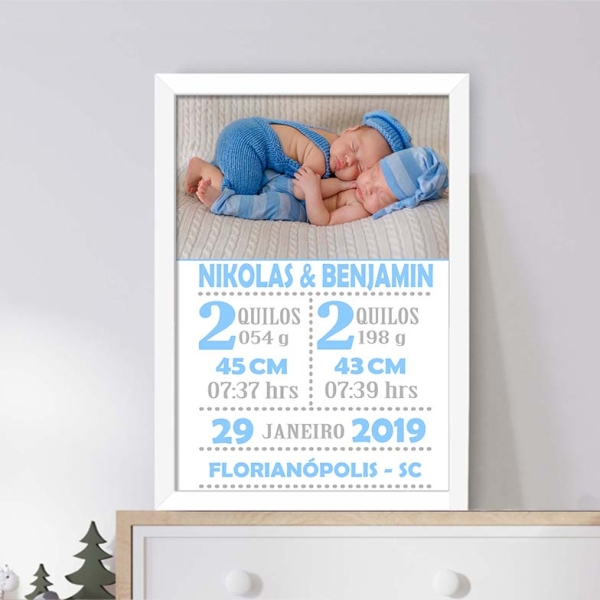 Quadro com dados do Bebê