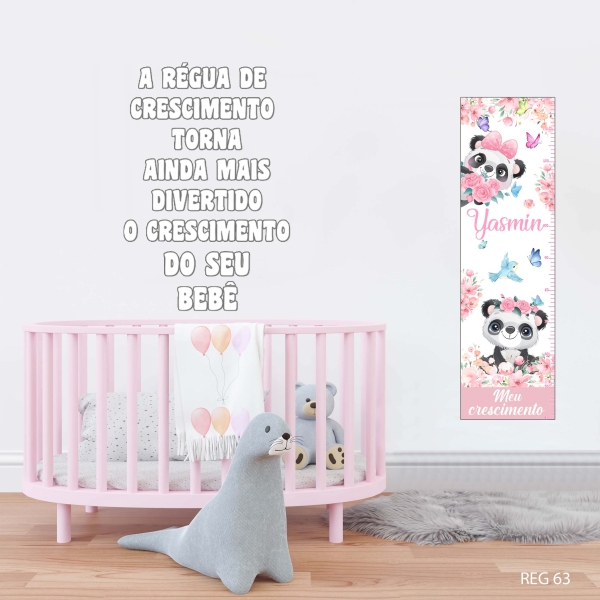 Régua de crescimento Floral Panda