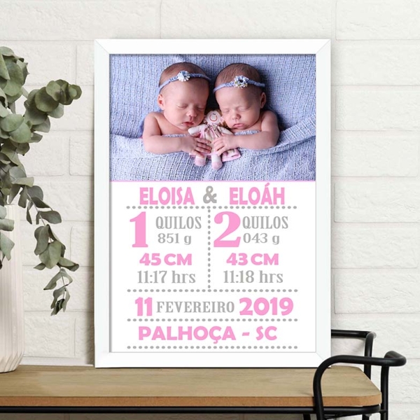 Quadro com dados do Bebê