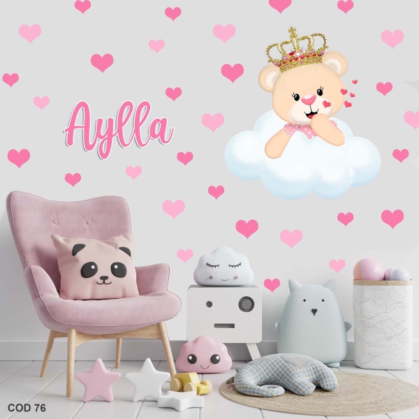 Ursinha Princesa na nuvem (Adesivo de parede)