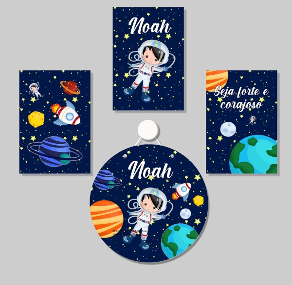 Astronauta (Plaquinhas MDF)