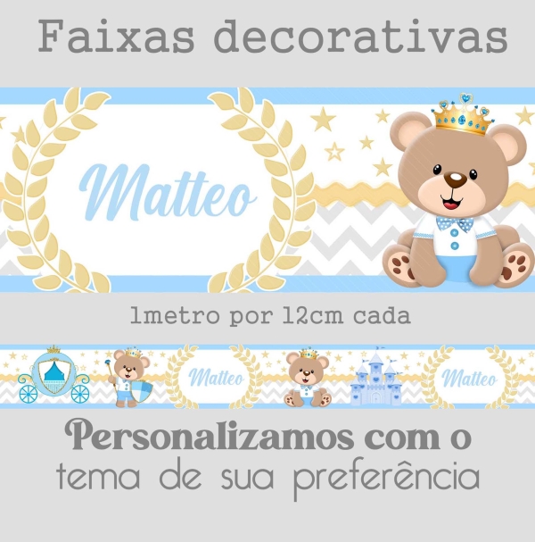 Faixa Ursinho príncipe azul bebê