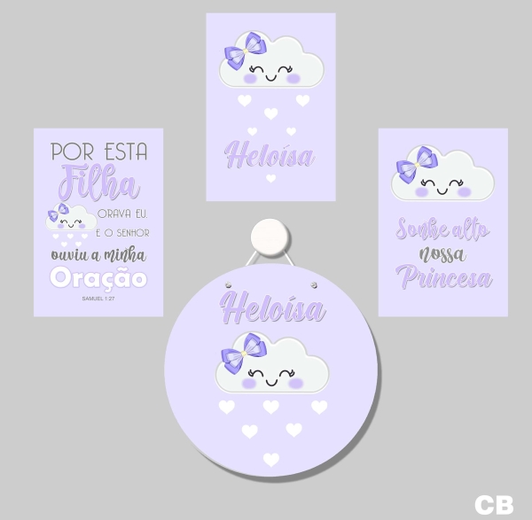 Chuva de amor Lilás (Plaquinhas MDF)