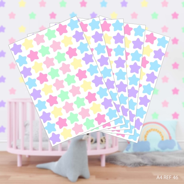 Mini estrelas Candy color (Adesivo de parede)