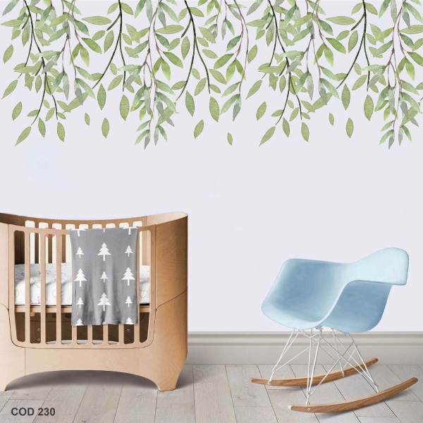 Adesivos De Parede Infantil Raminhos folhagem aquarelados