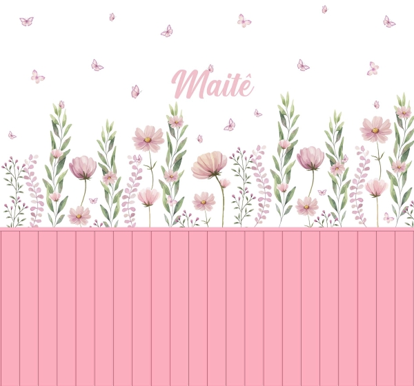 Papel de parede autocolante Jardim floral com borboletas - Image 3