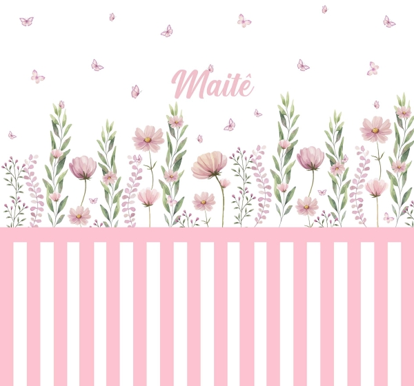 Papel de parede autocolante Jardim floral com borboletas - Image 3