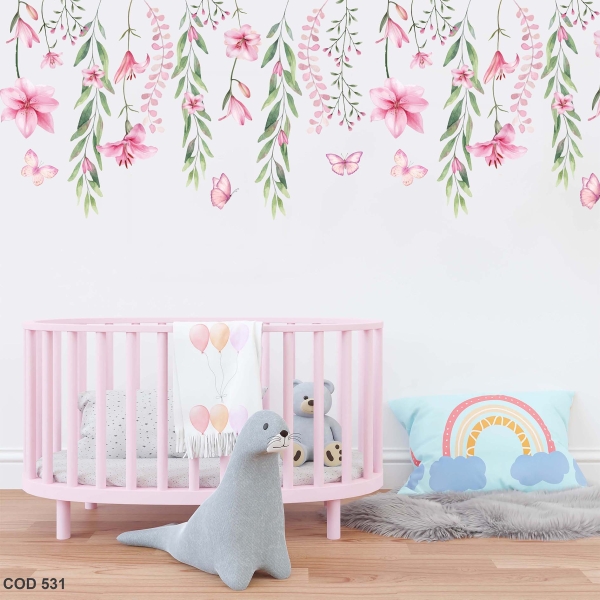 Adesivos De Parede Infantil Raminhos Floral Lírio