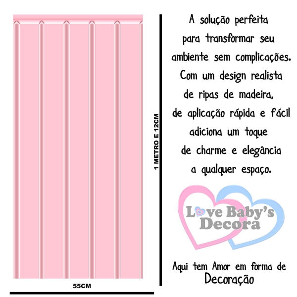 Painel meia parede efeito ripas de Madeira rosa - Image 3