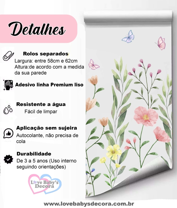 Papel de parede autocolante Jardim Colorido com insetos - Image 2