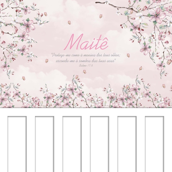 Papel de parede autocolante Jardim Encantado Rosê com salmo. - Image 3